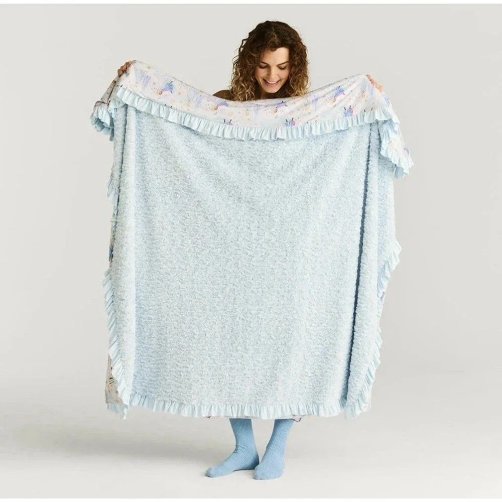 Posh Peanut X Disney Frozen Elsa & Anna Minky Ruffled Luxe Patoo Blanket NEW